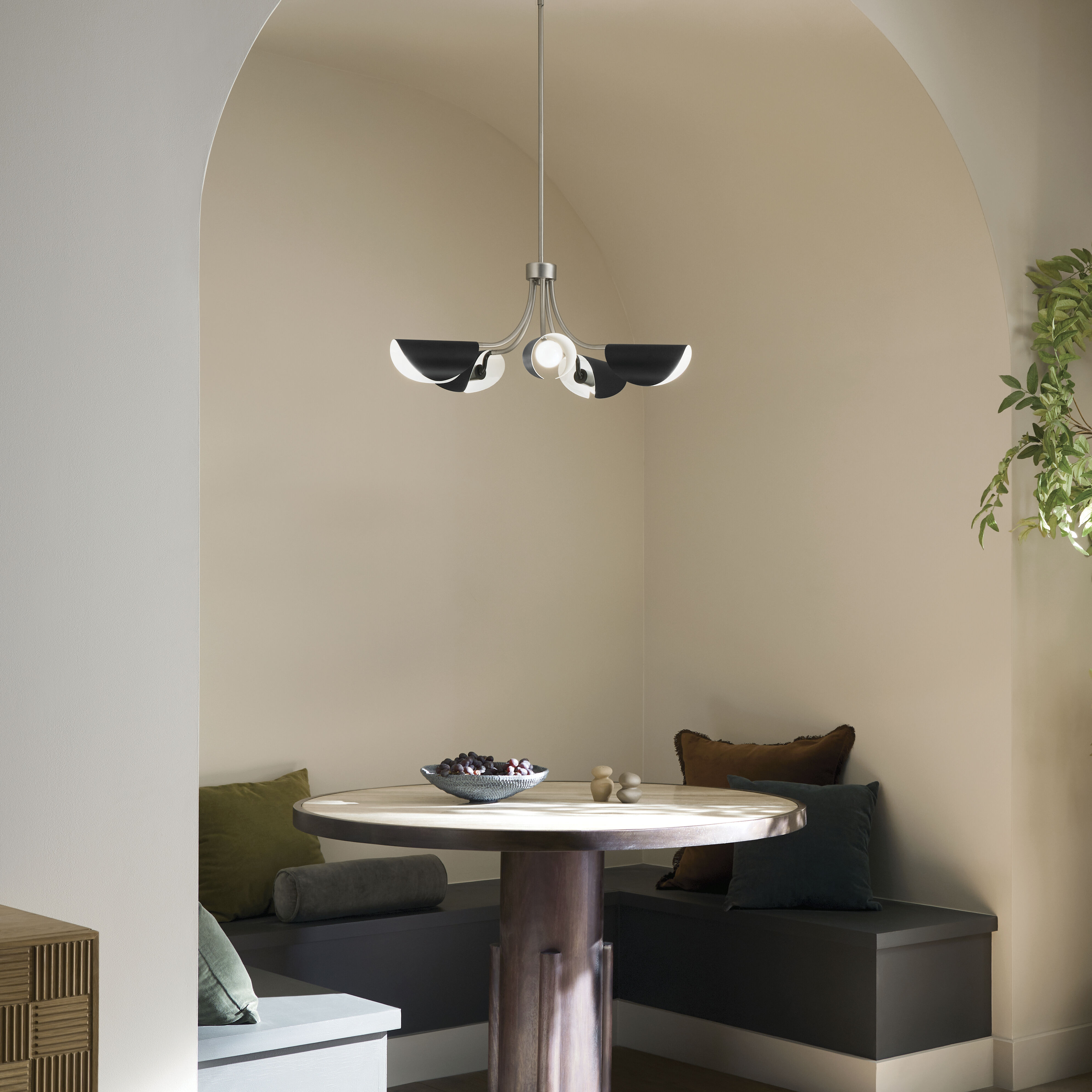 Arcus LED 29.25 inch Satin Nickel with Black Convertible Chandelier Ceiling Light